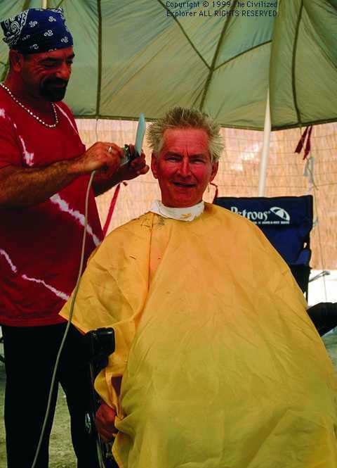 The barber shop.