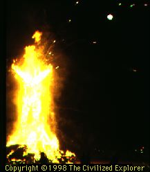 the man burns