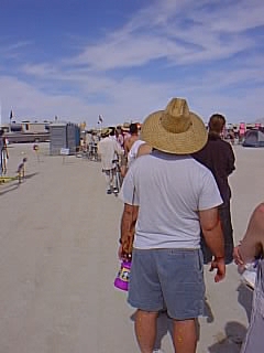 A line for the Porta Potties.