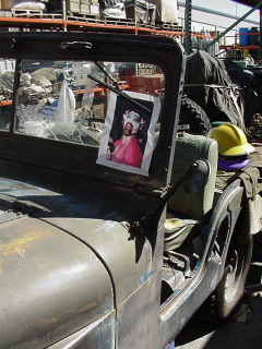 Sister Dana moments before she blasted off in the jeep.