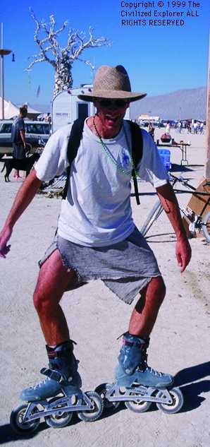 Skating on the playa.