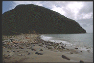 The rocky beach of Anse de Crawen.