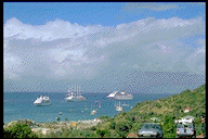 Three cruise ships off Gustavia