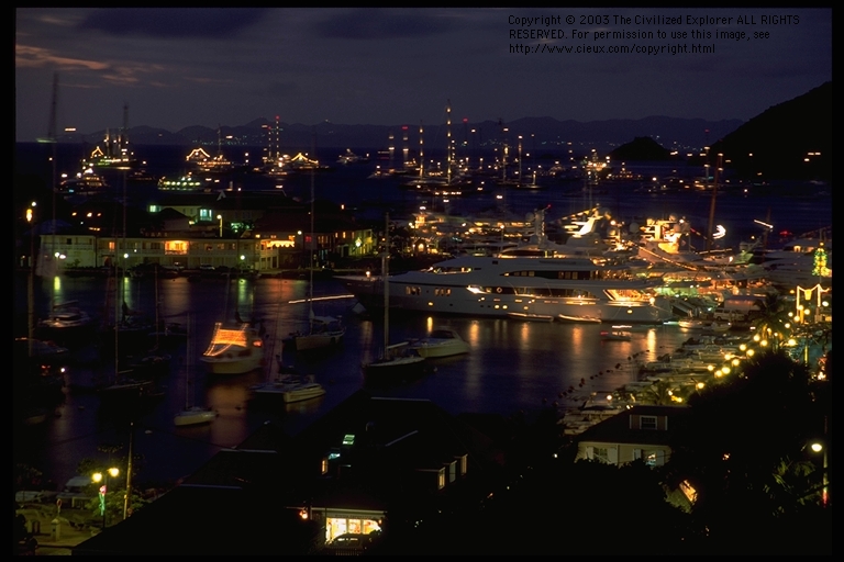 Gustavia at dusk.